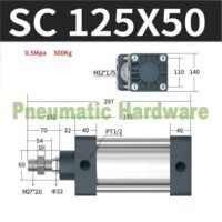 SC125X50 SC125*50 SC125-50 SC 125X50 SC 125*50 SC 125-50 Bore 125mm Stroke 100mm Pneumatic Cylinder KP89 untuk aplikasi otomasi industri