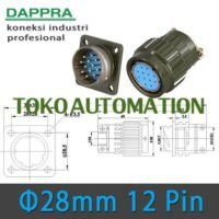 28mm 12 pin Core Plug Metal Electric Circular Aviation Connector SU92 untuk aplikasi otomasi industri