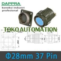 28mm 37 pin Core Plug Metal Electric Circular Aviation Connector SU89 untuk aplikasi otomasi industri