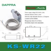 Contrast Scanner eye Color Code Mark Sensor Putih Merah KS-WR22 OE24 untuk aplikasi otomasi industri CONTRAST, SCANNER, EYE