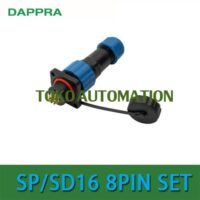 SP16 8 pin 8pin Square Konetor Water proof cable Aviation Connector SW90 untuk aplikasi otomasi industri SP16, PIN, SQUARE