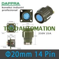 20mm 14 pin Core Plug Metal Electric Circular Aviation Connector SU86 untuk aplikasi otomasi industri