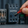 Electrical control circuit troubleshooting setup with contactor and relay featuring a DAPPRA-branded label.