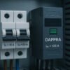 MCB and MCCB circuit breakers mounted inside a distribution panel with a DAPPRA logo printed on the MCCB front housing.