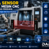 Ilustrasi Area Sensor Through Beam pada mesin CNC dan sistem otomasi produksi untuk mendeteksi benda kerja, meningkatkan keselamatan operator, dan mengontrol proses otomatis menggunakan PLC.