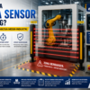 Area Sensor melindungi operator pada mesin industri dengan mendeteksi keberadaan manusia menggunakan sinar inframerah sebagai sistem keselamatan mesin otomatis.