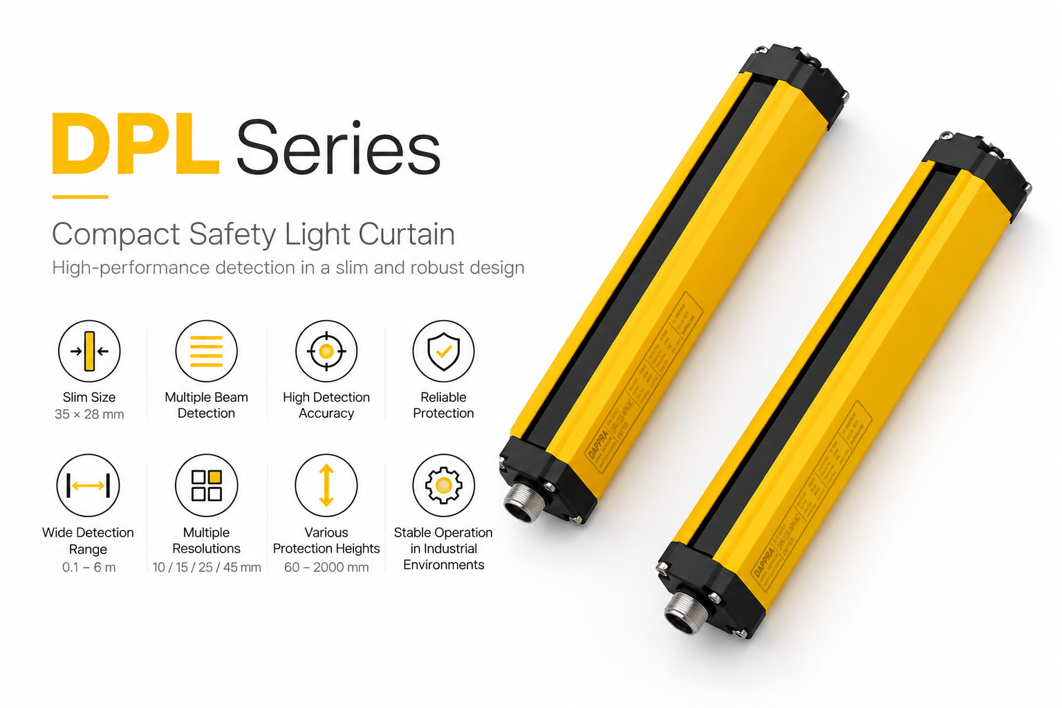 DAPPRA DPL-0840-NPN-NC Compact Safety Light Curtain