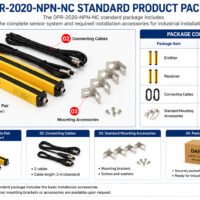 DAPPRA DPR-2020-NPN-NC standard package including emitter receiver connecting cables and mounting accessories