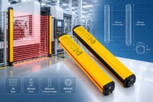 DAPPRA DPR-2440-NPN-NC 24-beam Industrial Area Sensor Safety Light Curtain datasheet with 40 mm optical pitch