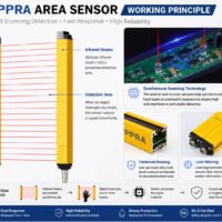 DAPPRA DPR-1240-PNP-NC SW97 Area Sensor Safety Light Curtain working principle with infrared emitter receiver and 12 beam detection