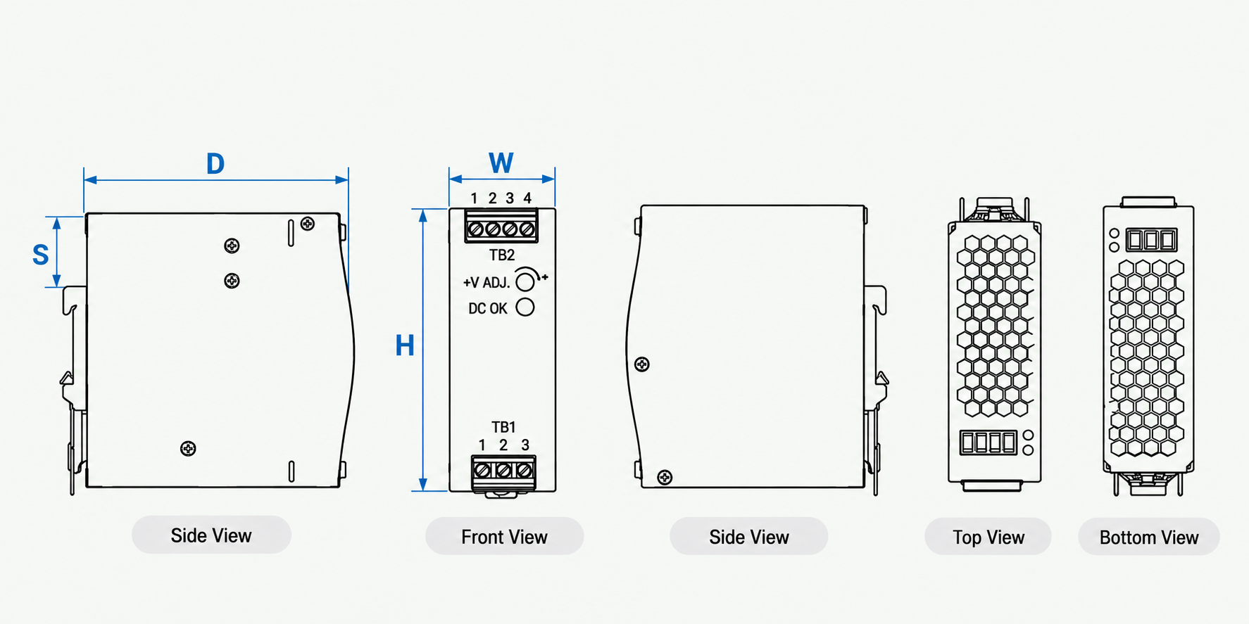 NDR-75-12 Mechanical Dimensions — 32 × 125.2 × 102 mm