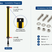 DPB Series safety light curtain industrial area sensor installation methods