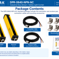 DAPPRA DPR-0640-NPN-NC standard package with transmitter receiver M12 cables mounting accessories and user manual