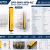 DAPPRA DPR-0840-NPN-NC safety light curtain datasheet showing 8 beam infrared detection, 40mm optical axis pitch and technical specifications