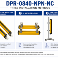 DPR-0840-NPN-NC three installation methods including top bottom mounting, side mounting and cantilever mounting