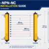 DPR-1040-NPN-NC Dimension and Installation Guide showing emitter receiver alignment, 40 mm optical axis pitch and 360 mm protection height