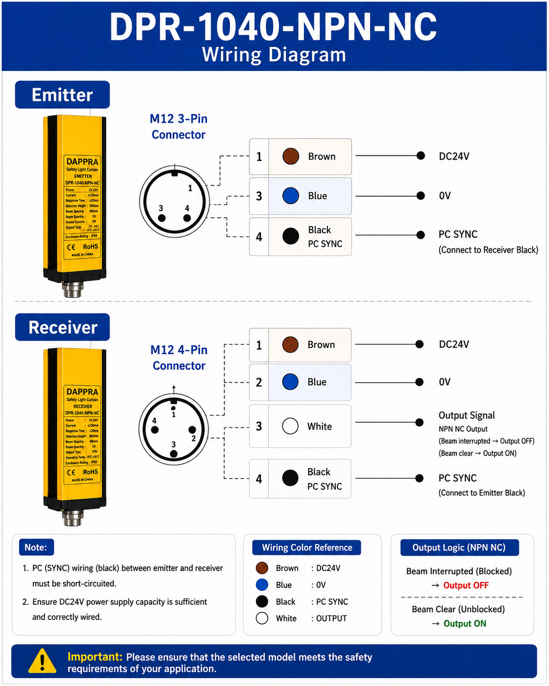 DPR-1040-NPN-NC Wiring Diagram