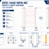DAPPRA DPR-1440-NPN-NC safety light curtain CAD drawing showing product views, 14 beams, 40mm optical axis pitch and 520mm protection height