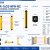 DPR-1620-NPN-NC CAD drawing showing safety light curtain dimensions beam spacing protection height and housing size