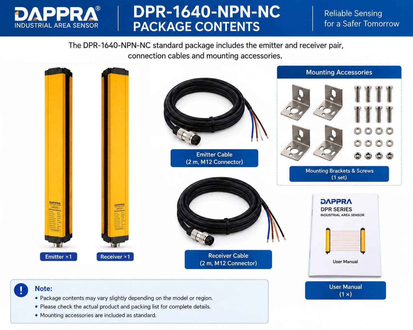 DAPPRA-DPR-1640-NPN-NC-Standard-Package-Emitter-Receiver-Cables