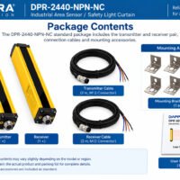 DAPPRA DPR-2440-NPN-NC standard package contents with transmitter receiver cables and mounting accessories