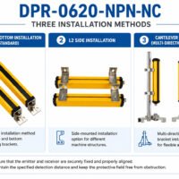 Installation options for the DAPPRA DPR-0620-NPN-NC Area Sensor