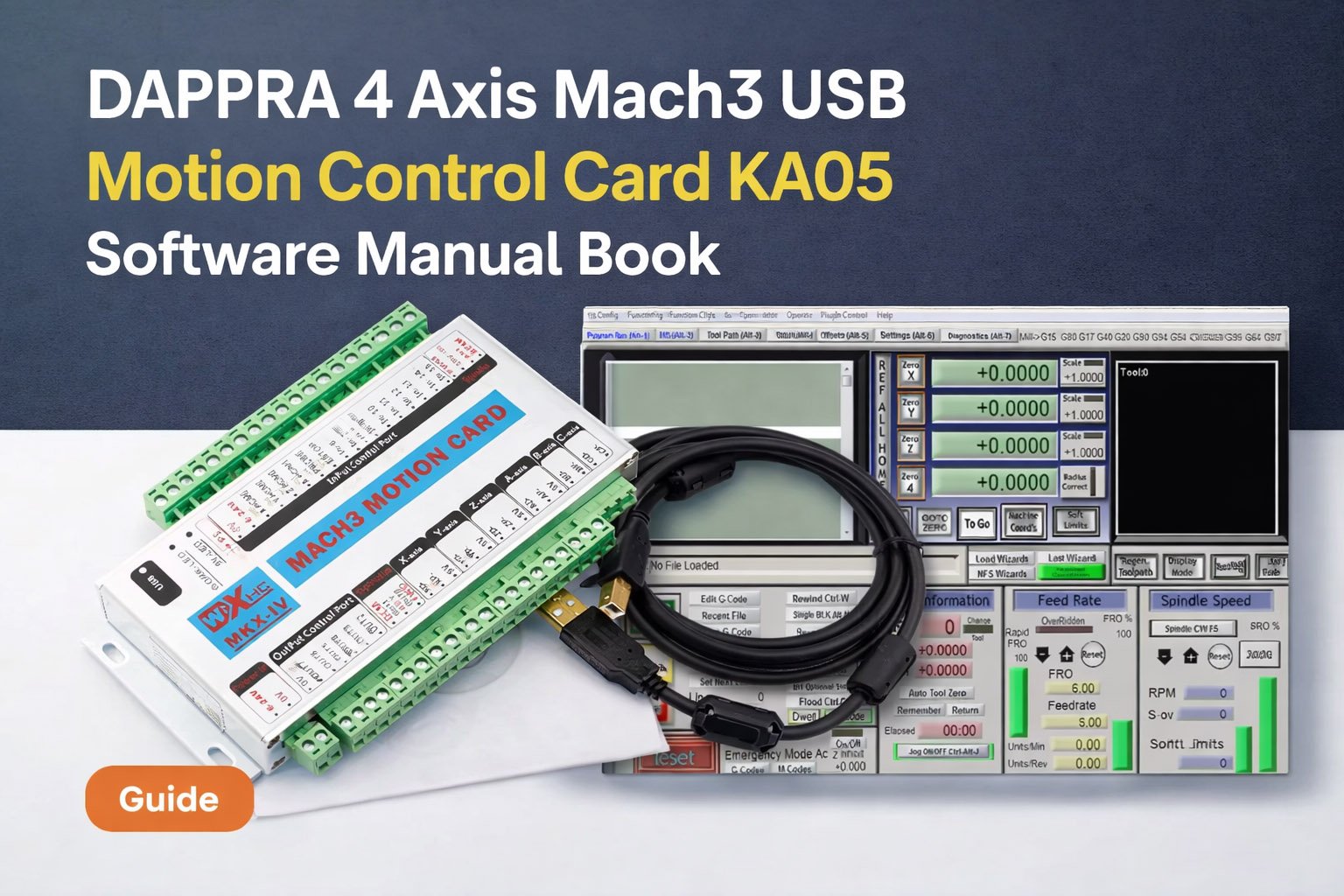 DAPPRA KA05 4 axis Mach3 USB motion controller with Mach3 CNC software screen