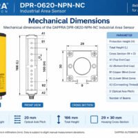 Mechanical dimensions of the DAPPRA DPR-0620-NPN-NC Safety Light Curtain Industrial Area Sensor