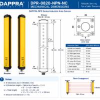 Mechanical dimensions of the DAPPRA DPR-0820-NPN-NC Industrial Area Sensor