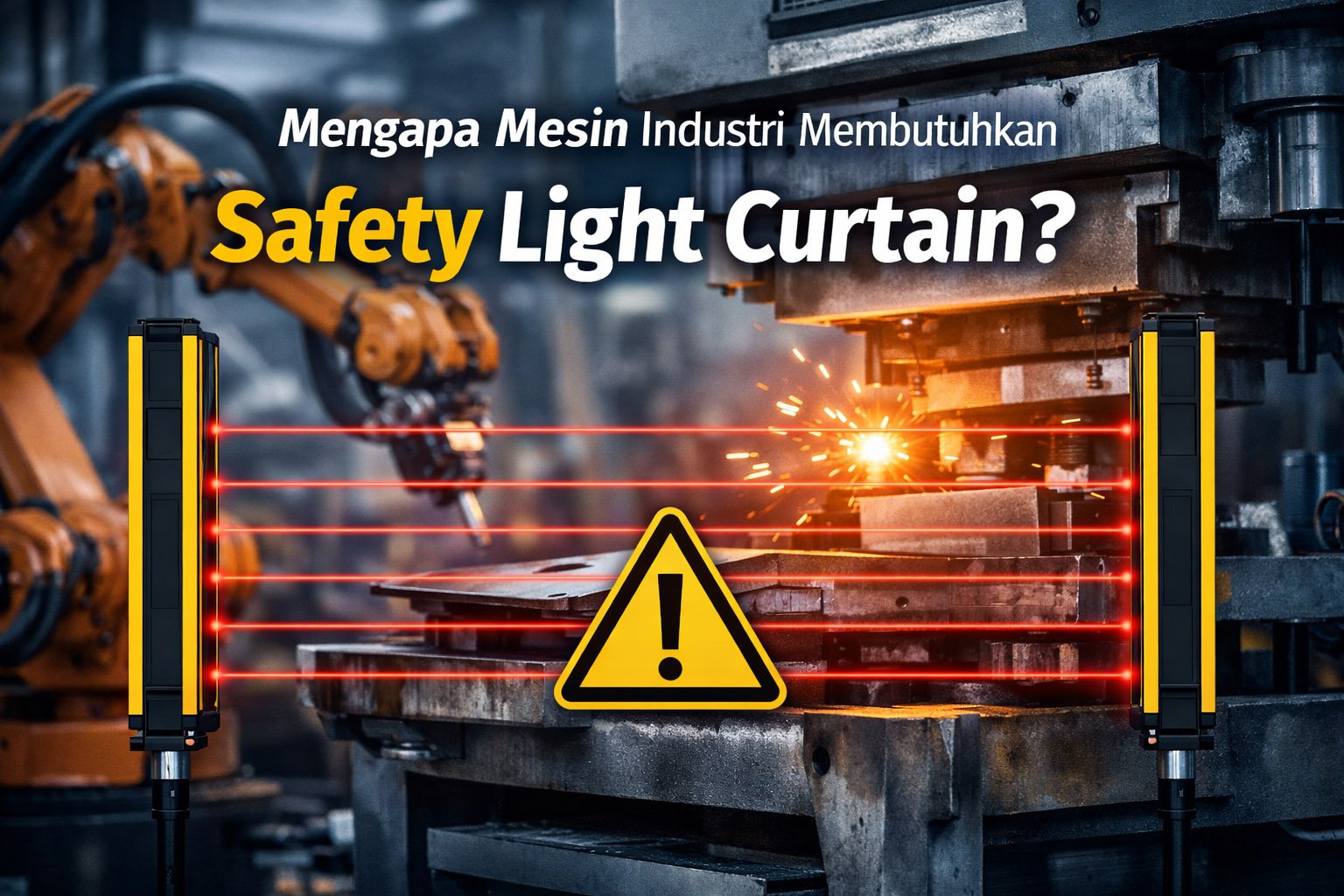Safety Light Curtain atau Area Sensor untuk melindungi operator pada mesin industri seperti mesin press dan mesin otomatis