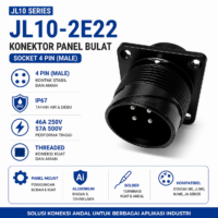 JL10-2E22 konektor listrik 4 pin panel mount IP67 46A 500V industri