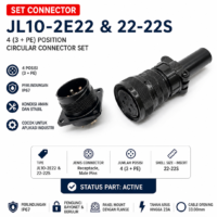 JL10-2E22  IP67 46A 500V 4 Pin Panel Mount Circular Power Connector Set PV32