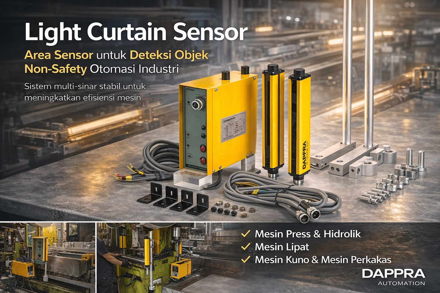 Area sensor atau light curtain sensor untuk deteksi objek pada mesin industri