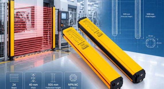 DAPPRA DPR-2440-NPN-NC 24-beam Industrial Area Sensor Safety Light Curtain datasheet with 40 mm optical pitch