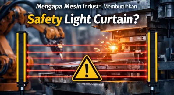 Safety Light Curtain atau Area Sensor untuk melindungi operator pada mesin industri seperti mesin press dan mesin otomatis