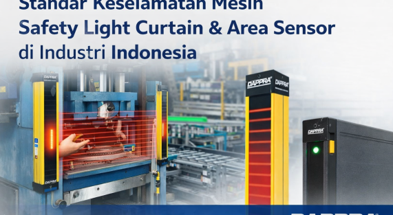 Standar keselamatan mesin dengan Safety Light Curtain dan Area Sensor DAPPRA Automation di industri Indonesia