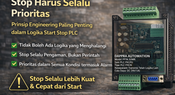 Stop harus selalu prioritas pada ladder diagram PLC