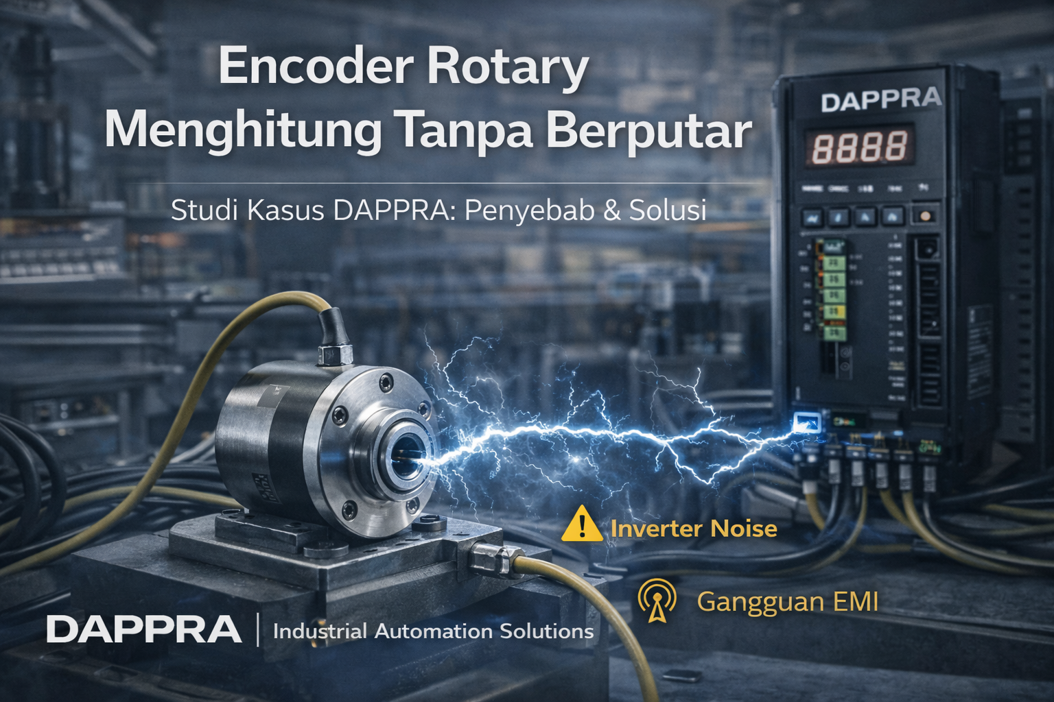 Studi kasus encoder rotary DAPPRA terkena noise inverter dan gangguan EMI