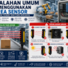 Ilustrasi kesalahan umum saat menggunakan Area Sensor pada sistem otomasi industri, seperti alignment yang tidak tepat, wiring salah, lensa kotor, dan gangguan lingkungan.